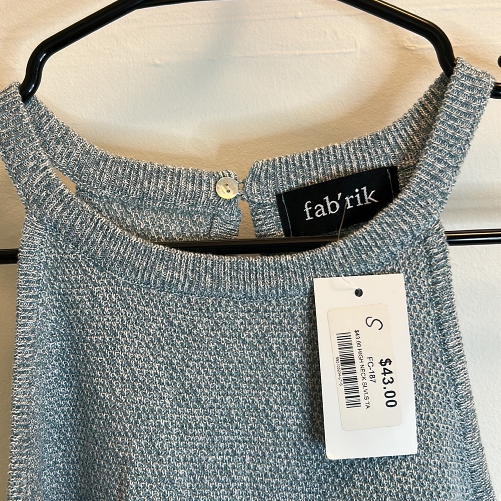 NWT Fabrik blue knit tank top S - Picture 3 of 6